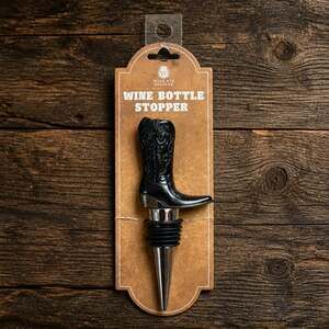 NWT-Black Cowboy Boot Wine Bottle Stopper by Wild Eye Designs
